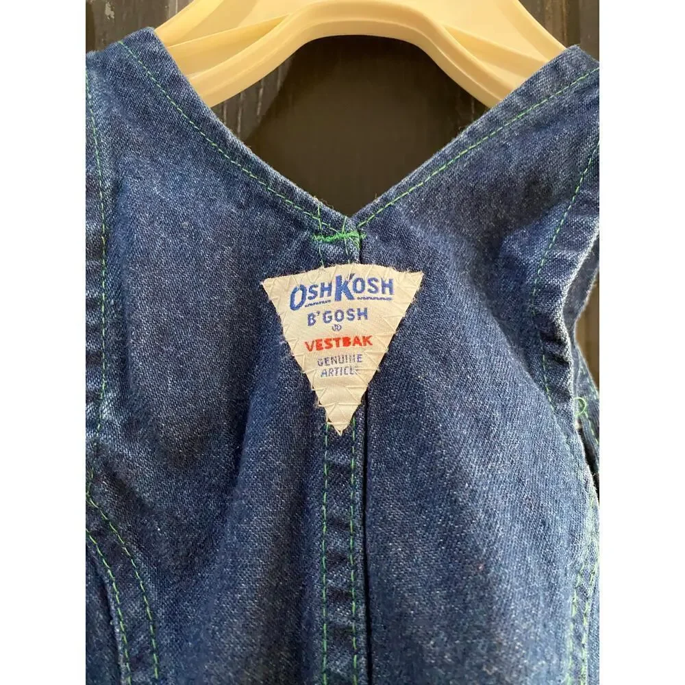 OshKosh B'gosh Blue Vest Back Denim Overalls Jumpsuit Size 12M